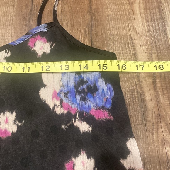 Topshop - Floral, subtle black polka dot sheer tank with a V neckline. UK 6 US 2 - Picture 8 of 8
